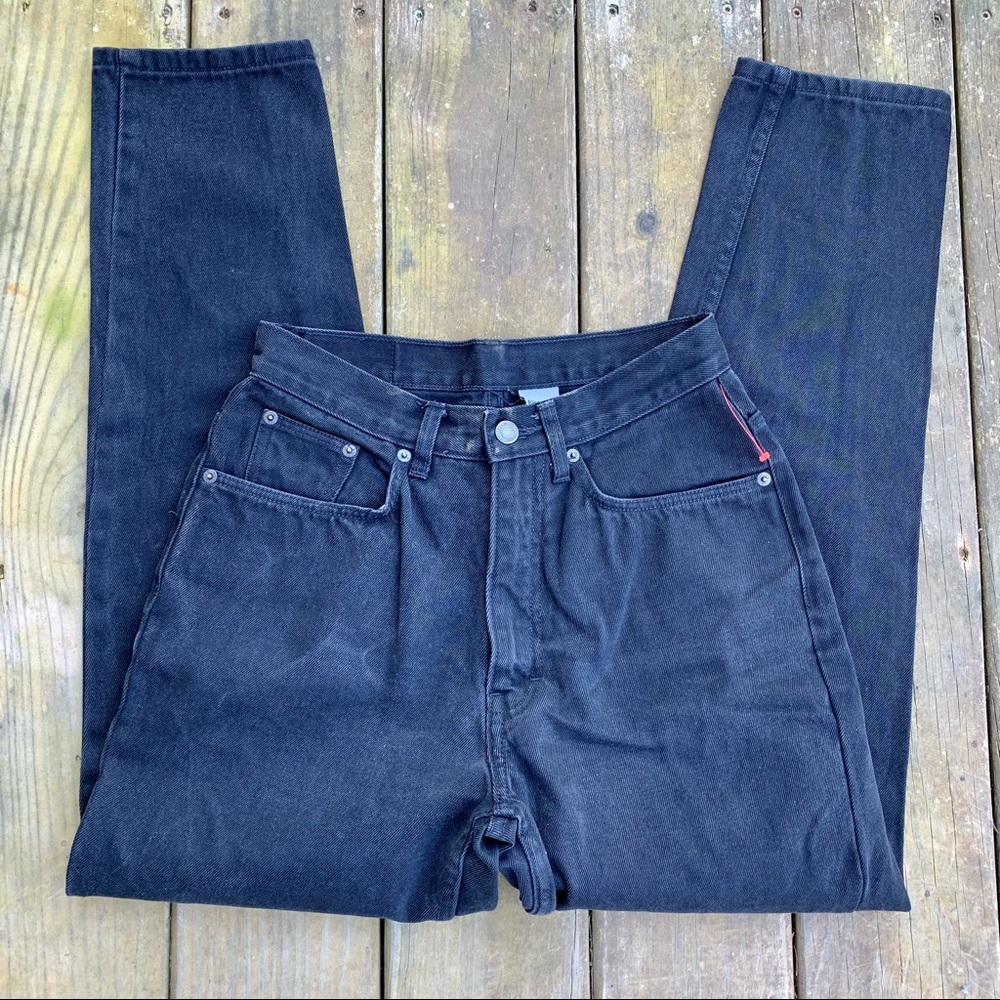 Vintage 90s Black 100% Cotton High Waisted Straight Leg Casual Denim Mom Jeans